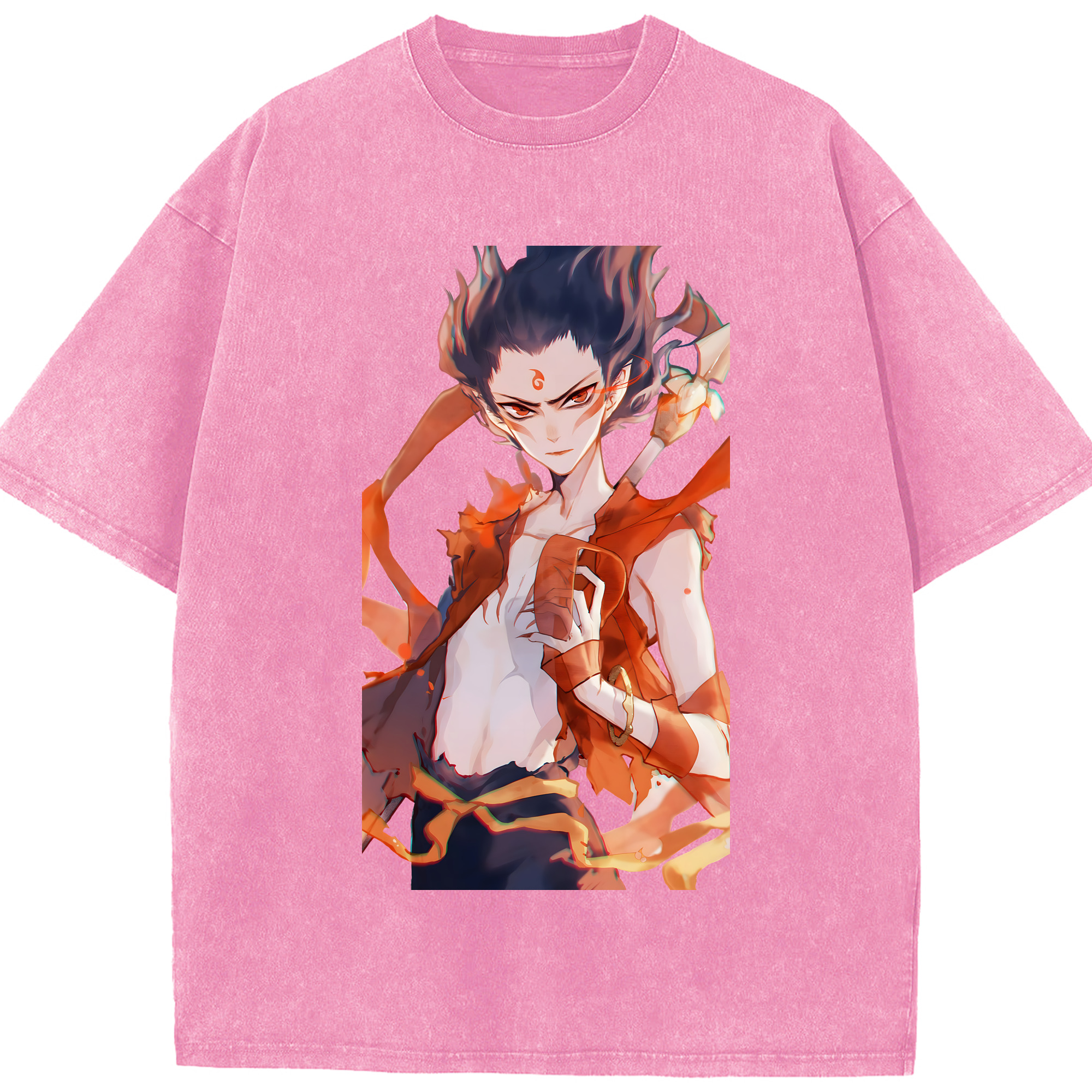 （画像用） Ne Zha 2 ナタ 魔童の大暴れ 綿100% ヴィンテージ風 半袖Tシャツ（フロントプリント）